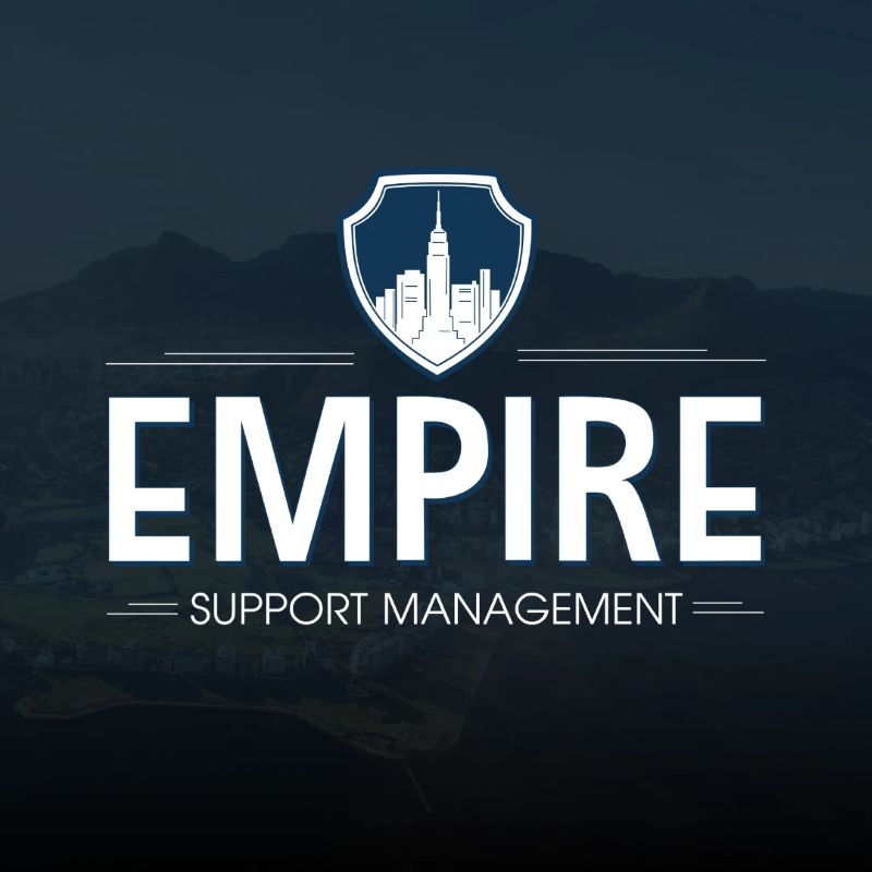 Empire Support Management logo over an aerial view of Cape Town