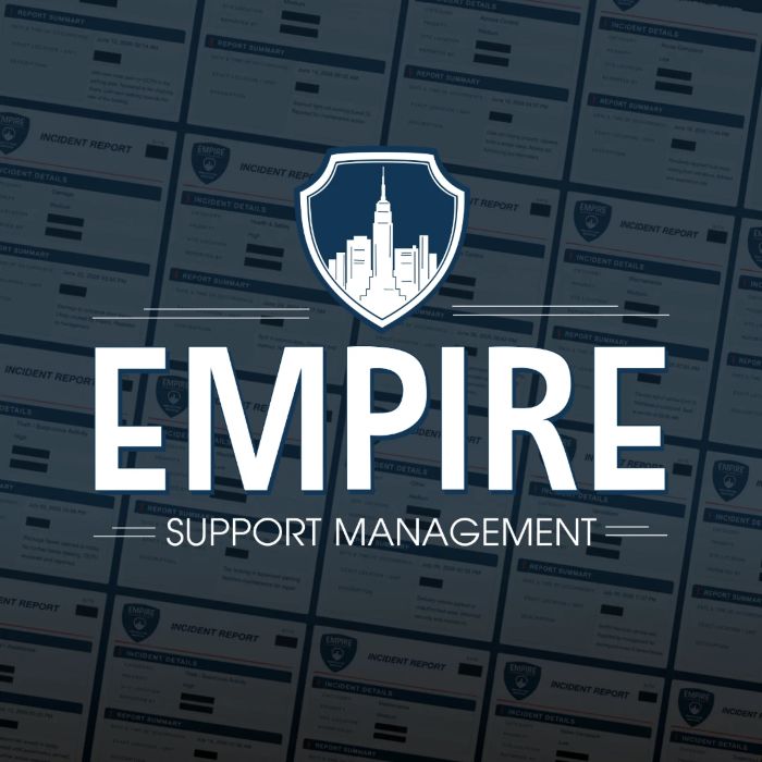 Empire Support Management logo over a collage of EMR incident reports